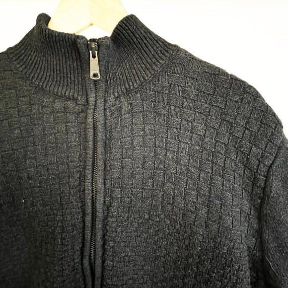 Emanuel Ungaro Full Zip Knitted Winter Sweater, Gray, Small Size - Picture 2 of 2